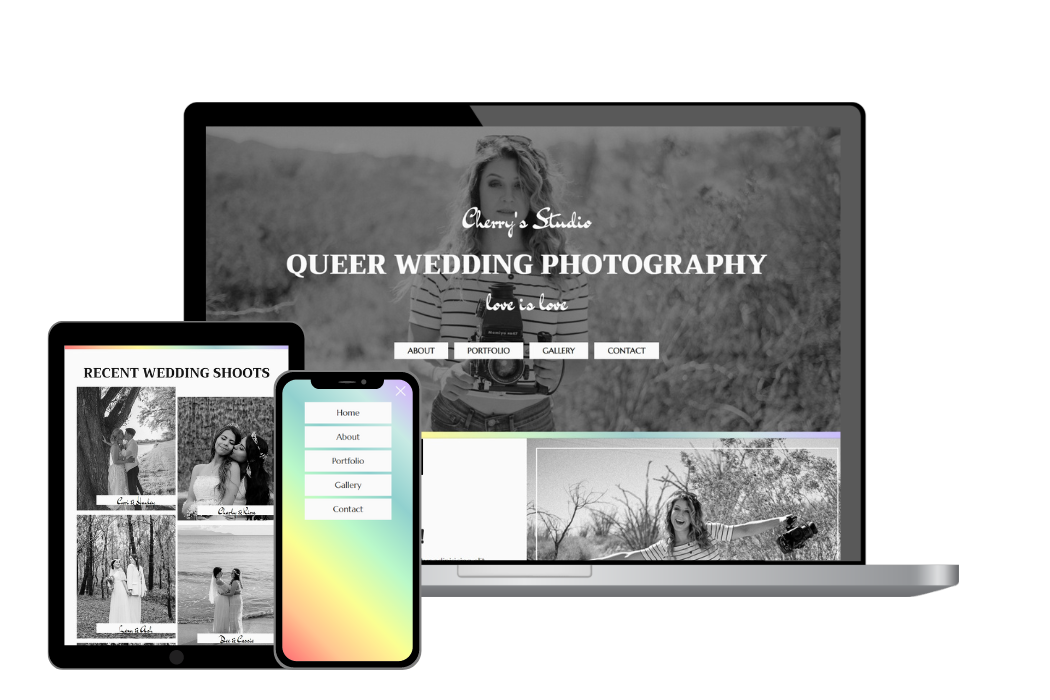 Mockups of the website 'Cherry's Studio' on multiple devices